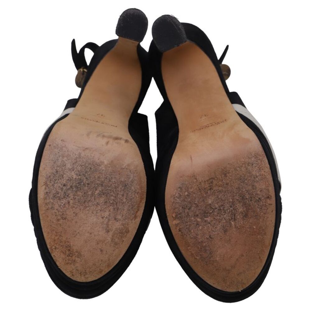 Saint Laurent Cross Strap Peep-Toe Platform Pumps in Black Suede - Picture 7 of 11